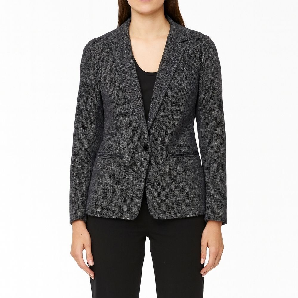 Banana Republic Grey One Button Blazer M Office Siren Quiet Luxury Dark Academia